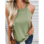 Eotvotee Solid T Shirts for Women Summer 2023 New Sleeveless Off Shoulder Slim Sexy Tee Shirts Tops Korean Fashion Casual Tops