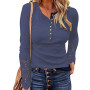 Women Long Sleeve Round Neck Solid Stitching Lace Loose T-shirt for Spring