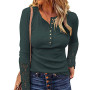 Women Long Sleeve Round Neck Solid Stitching Lace Loose T-shirt for Spring