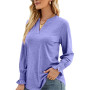 Women Long Sleeve Solid V neck Lightweight Sweatshirt