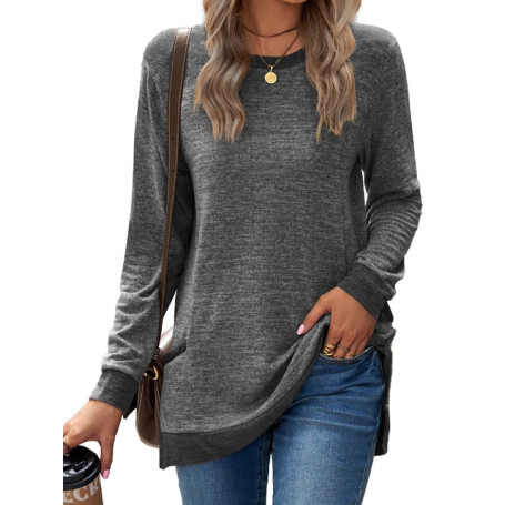 Women Long Sleeve Solid Pockets Lightweight Sweatshirt