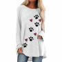 Women\'s Fashion Loose Casual Cat Paw Love Painting Long Sleeve Round Neck Autumn T Shirt Tops Blouses Pullover Plus Size blusas