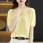 Spring And Autumn Round Neck Korean Fashion Short Sleeve Women's Knitted Sweater Loose Half Sleeve Summer Thin Pullover T-shirt