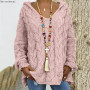 Autumn Winter 2022 Hollow Out Women Sweater Fashion Oversize Knitwear Pullovers Pink Casual Loose Knitted Sweater Jumper