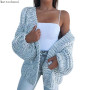 Pink Knitted Sweater Women Autumn Female Casual Long Sleeve Cardigan Sexy Oversized Jumper Coat Lady Winter Warm Cardigan Mujer