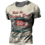 Summer T Shirt Vintage Men Route 66 Print 3d Oversize T Shirts Street Casual Male Sweatshirt O-neck  Short Sleeve Loose Clothing