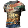 Summer T Shirt Vintage Men Route 66 Print 3d Oversize T Shirts Street Casual Male Sweatshirt O-neck  Short Sleeve Loose Clothing