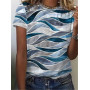 Plus Size Women's Geometric T-Shirt Summer Geometric Crew Neck Basic Shirt Blue / 3D Printing Women's Fashion T-Shirt