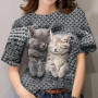 3d Funny Cute Cats Print Women's T-shirts Summer Fashion Kawaii Kitten Tops Tshirt Casual Oversized Short Sleeve O-neck Clothing