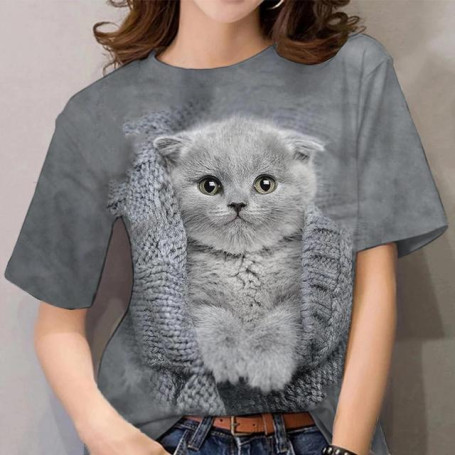 3d Funny Cute Cats Print Women's T-shirts Summer Fashion Kawaii Kitten Tops Tshirt Casual Oversized Short Sleeve O-neck Clothing