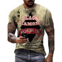 Street Hip Hop Men's T-shirt Retro 3D Printing Contrast Color Personality Casual Summer Super Thin Oversized Top