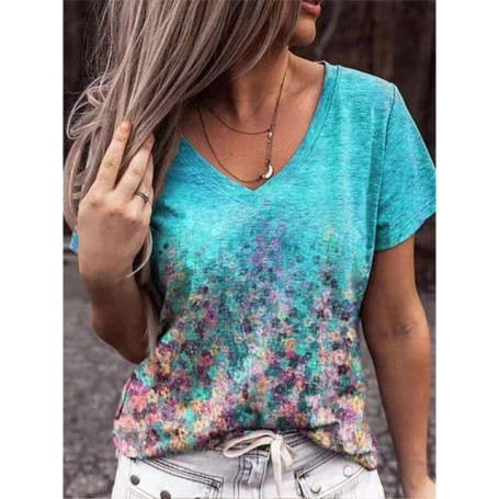 5XL Summer Oversized Women Loose T Shirts V-Neck Short Sleeve Cute 3D Print Tee Top Casual Streetwear Tops Size 3XL 4XL harajuku