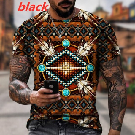 Native Indian Pattern 3D Printed Men T Shirt Harajuku Fashion Short Sleeve Tee Shirts