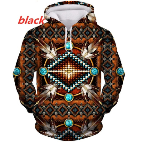 Native Indian Pattern 3D Printed Hoodies Harajuku Fashion Hooded Sweatshirt Unisex Autumn Casual Hoodie Pullover Tops