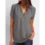 Blouse women new fashion chiffon cheap Europe hot style v-neck zipper bigger sizes short sleeve loose upper vestidos YFF6266