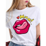 Women T-shirts With Red Lips Printed For Woman Fashion Sexy Kiss Lip Tees Tops Summer Short Sleeve Funny T-shirt Female Clothing