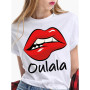 Women T-shirts With Red Lips Printed For Woman Fashion Sexy Kiss Lip Tees Tops Summer Short Sleeve Funny T-shirt Female Clothing