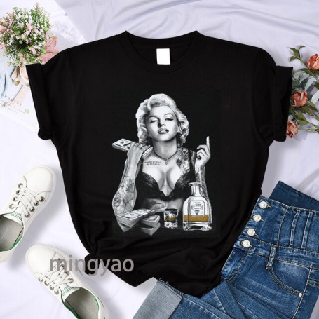 Hot Sale Marilyn Monroe Portrait Graphic Aesthetics T-shirts Hip Hop  Short Sleeve women t shirt  Casual Harajuku Tshirt