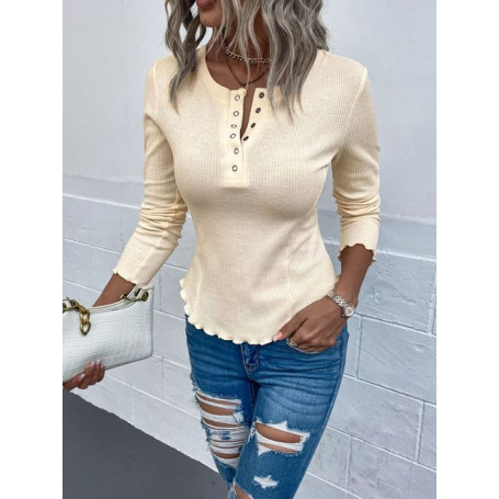 Round Neck Nine Quarter Sleeve T-shirt 2023 Spring and Summer Fashion Casual Tight Top Shirts for Women