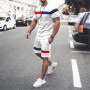 Summer Stripe Series T Shirt Sets Sweatshirt Jogging Short Sleeve Suit Men Tracksuit 3D Printed Casual High Quality Clothes 6XL