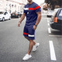Summer Stripe Series T Shirt Sets Sweatshirt Jogging Short Sleeve Suit Men Tracksuit 3D Printed Casual High Quality Clothes 6XL