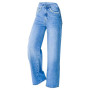 Elegant Petals Lace Jeans Women Casual Straight Wide Leg Denim Pants Fashion Button Splicing Loose Trousers Washable Streetwear