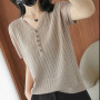 Simple All-match ice Silk Short-sleeved Women's T Shirt New Korean Version Loose and Slim all-Match Blouse large Size Knit