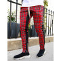 High quality men's  Korean version checked fashion patchwork color matching small legs trouser slim casual sports pencil pants