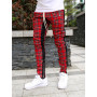 High quality men's  Korean version checked fashion patchwork color matching small legs trouser slim casual sports pencil pants