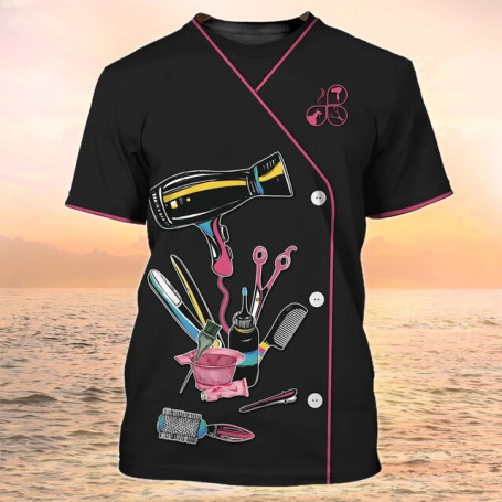 Women's T Shirt Fashion Barber Dressing 3d Shirt Women Funny Custom Short Sleeve Top Workwear Vintage Oversized Female Clothes