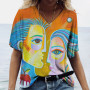 Women's T-shirt Abstract Art Face Print Girls Clothing 3D Oversized Classic Short Sleeve Tops Female Fashion Casual Streetwear