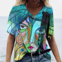 Women's T-shirt Abstract Art Face Print Girls Clothing 3D Oversized Classic Short Sleeve Tops Female Fashion Casual Streetwear