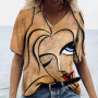 Women's T-shirt Abstract Art Face Print Girls Clothing 3D Oversized Classic Short Sleeve Tops Female Fashion Casual Streetwear