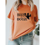 Witch Cartoon Happy Halloween Clothing Fall Autumn T Ladies Print Fashion Orange T-shirts Clothes Women's Female Graphic Tee