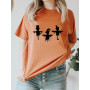 Witch Cartoon Happy Halloween Clothing Fall Autumn T Ladies Print Fashion Orange T-shirts Clothes Women's Female Graphic Tee