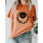 Witch Cartoon Happy Halloween Clothing Fall Autumn T Ladies Print Fashion Orange T-shirts Clothes Women's Female Graphic Tee