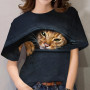 2023 Summer Short Sleeve T-Shirts Women Cute Cat 3D Print T Shirt Famale Top O-Neck Harajuku Kawaii Tee Casual Oversized T-Shirt