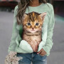 2023 Women's T-shirts Cotton Pullover Long Sleevefemale Cat Graphic 3d Print T Shirt Street Fashion Oversized Clothes Sweatshirt