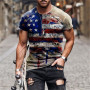 Men short-sleeved tops T-shirt shirts 3D printing patterns street fashion casual style