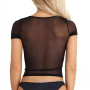 Women's Short Sleeve Crop Top Sexy Tank Sheer Mesh Streetwear Tees Slim See Through Transparent