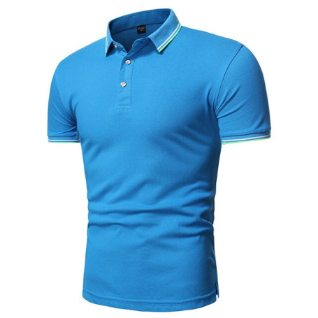 Men Polo Shirts Casual Business Social Short Sleeve Fashion Stand Collar Shirt