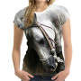 Women Animal 3D Printing Horse Pattern O-Neck Short Sleeve Quick Dry Oversized T-Shirt