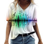 Women Music Note Piano Keys Printed T Shirt Casual 3D Shirt Short Sleeve Tops Tee Shirt Fashion Clothing