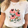 Women Print Tees Tshirt Female Clothes Regular Short Sleeve Tops Cat Simple Cute Print Ladies Fashion Cartoon Graphic T-Shirt