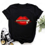 Women Harajuku Tops Graphic Tees Lips Kawaii T-shirt Clothes Girl Mouse T Shirt