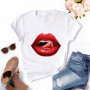 Women Harajuku Tops Graphic Tees Lips Kawaii T-shirt Clothes Girl Mouse T Shirt