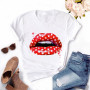 Women Harajuku Tops Graphic Tees Lips Kawaii T-shirt Clothes Girl Mouse T Shirt