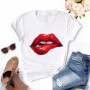 Women Harajuku Tops Graphic Tees Lips Kawaii T-shirt Clothes Girl Mouse T Shirt