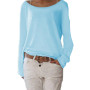 Woman Casual Round Neck Long Sleeve Knitted T-shirt Bottoming Top