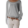 Woman Casual Round Neck Long Sleeve Knitted T-shirt Bottoming Top